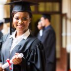 Student in graduation cap and gown